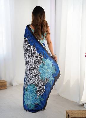 multicolor heavy chiffon mirror work saree 3