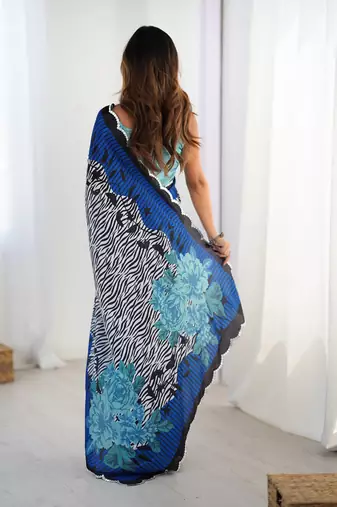 multicolor heavy chiffon mirror work saree