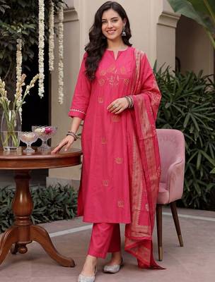 Women Ethnic Motifs Embroidered Regular Thread Work Kurta with Trousers & With Dupatta 6
