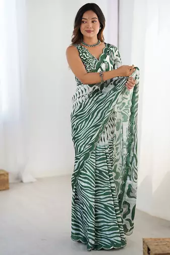 multicolor heavy chiffon mirror work saree