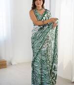 multicolor heavy chiffon mirror work saree