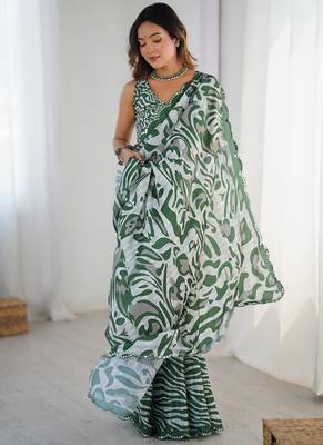 multicolor heavy chiffon mirror work saree 2