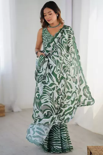 multicolor heavy chiffon mirror work saree