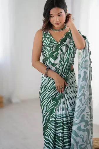 multicolor heavy chiffon mirror work saree