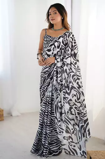 multicolor heavy chiffon mirror work saree