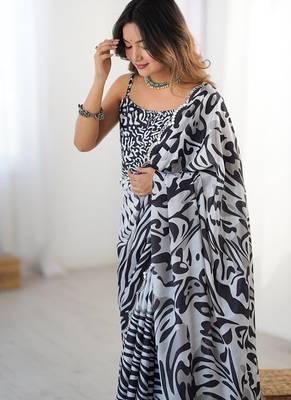 multicolor heavy chiffon mirror work saree 4