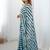 aqua blue heavy chiffon mirror work saree