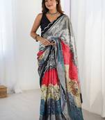 multicolor heavy chiffon mirror work saree