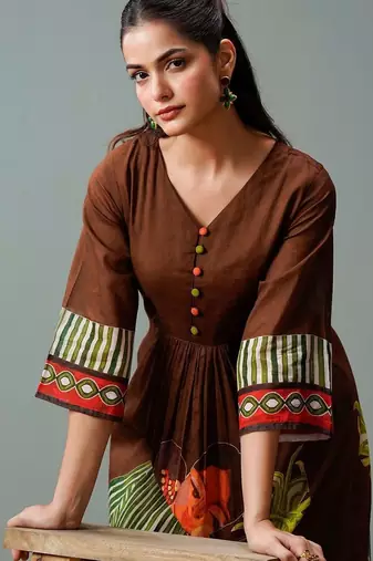 Women Printed Regular Pure Cotton Kurta with Trousers