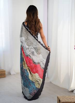 multicolor heavy chiffon mirror work saree 5