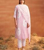 Women Printed Regular Linen Kurta with Trousers & With Dupatta