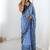 aqua blue heavy chiffon mirror work saree