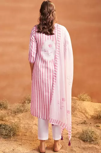 Women Printed Regular Linen Kurta with Trousers & With Dupatta