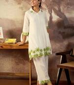Women Floral Embroidered Regular Thread Work Pure Cotton Kurta with Palazzos