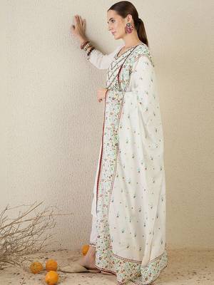 Women Ethnic Motifs Embroidered Regular Mirror Work Pure Cotton Kurta with Trousers & With Dupatta 3