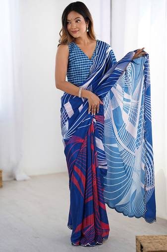 multicolor heavy chiffon mirror work saree