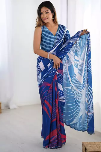 multicolor heavy chiffon mirror work saree