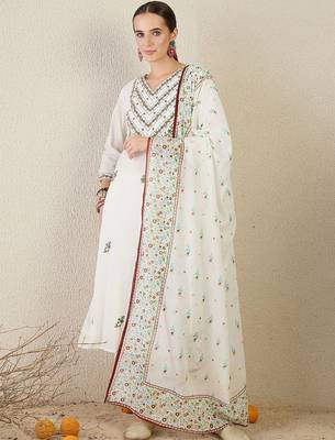 Women Ethnic Motifs Embroidered Regular Mirror Work Pure Cotton Kurta with Trousers & With Dupatta 6