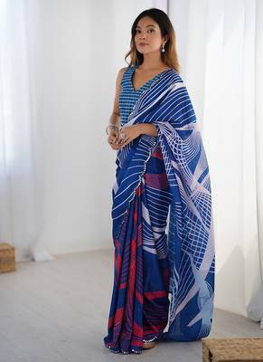 multicolor heavy chiffon mirror work saree 4