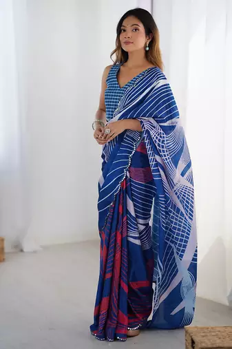 multicolor heavy chiffon mirror work saree