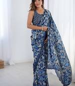 multicolor heavy chiffon mirror work saree