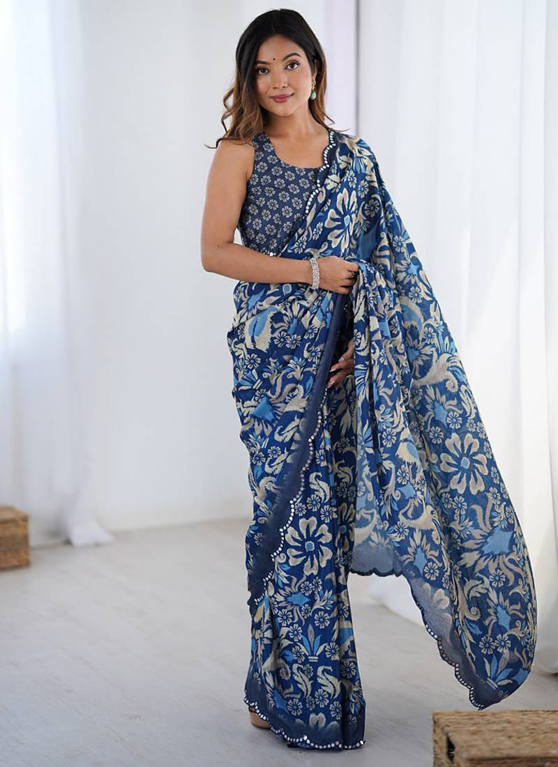 multicolor heavy chiffon mirror work saree