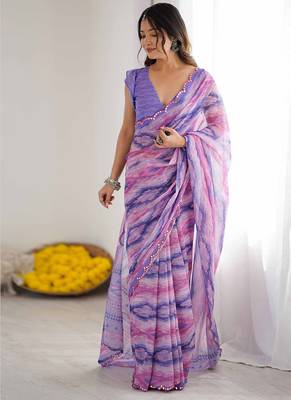 multicolor georgette mirror work saree 3