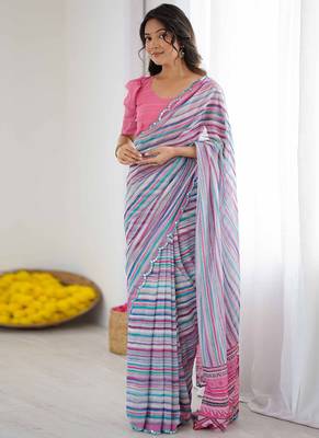 multicolor georgette mirror work saree 2