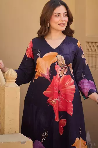 Women Floral Printed Regular Pure Cotton Kurta with Trousers