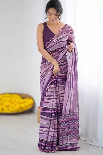multicolor georgette mirror work saree