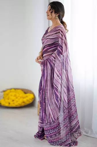 multicolor georgette mirror work saree