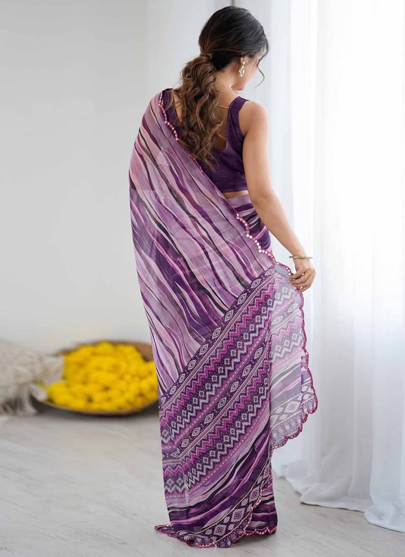 multicolor georgette mirror work saree