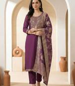 Women Ethnic Motifs Embroidered Regular Thread Work Kurta with Trousers & With Dupatta