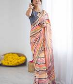 multicolor georgette mirror work saree