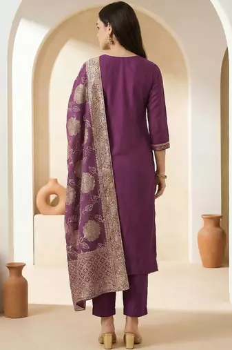 Women Ethnic Motifs Embroidered Regular Thread Work Kurta with Trousers & With Dupatta