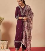 Women Ethnic Motifs Embroidered Regular Thread Work Kurta with Patiala & With Dupatta