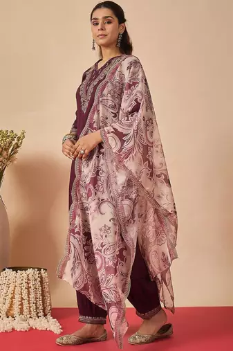 Women Ethnic Motifs Embroidered Regular Thread Work Kurta with Patiala & With Dupatta