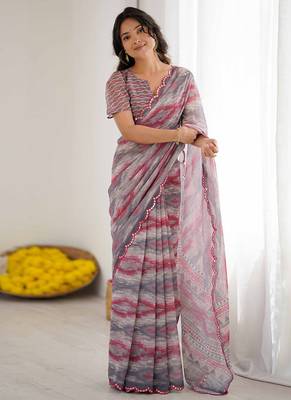 multicolor georgette mirror work saree 1