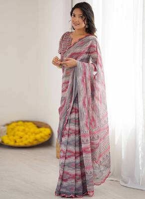 multicolor georgette mirror work saree 3