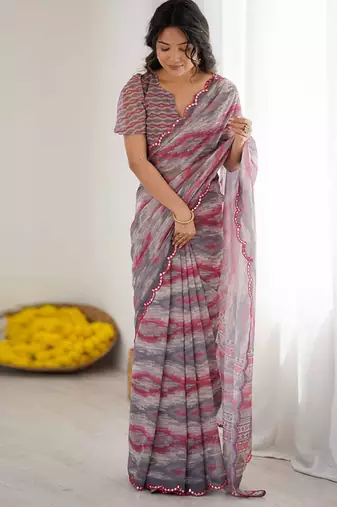 multicolor georgette mirror work saree