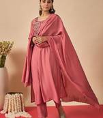 Women Floral Embroidered Regular Thread Work Kurta with Trousers & With Dupatta