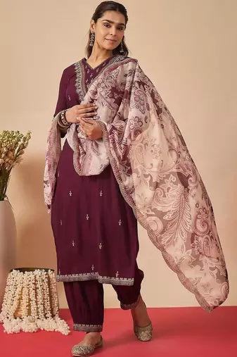 Women Ethnic Motifs Embroidered Regular Thread Work Kurta with Patiala & With Dupatta