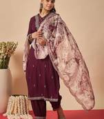 Women Ethnic Motifs Embroidered Regular Thread Work Kurta with Patiala & With Dupatta