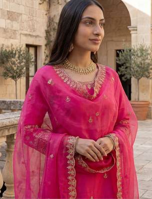 Women Ethnic Motifs Embroidered Regular Thread Work Kurta with Trousers & With Dupatta 3