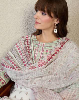 Women Ethnic Motifs Printed Regular Pure Cotton Kurta with Trousers & With Dupatta 3