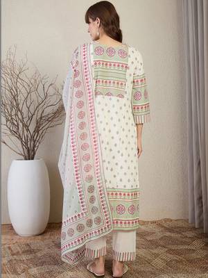 Women Ethnic Motifs Printed Regular Pure Cotton Kurta with Trousers & With Dupatta 7