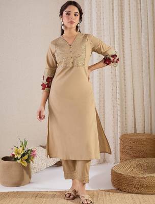 Women Ethnic Motifs Embroidered Regular Mirror Work Pure Cotton Kurta with Trousers & With Dupatta 4