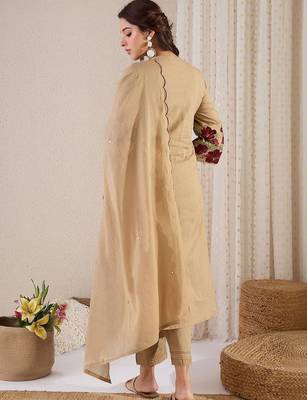 Women Ethnic Motifs Embroidered Regular Mirror Work Pure Cotton Kurta with Trousers & With Dupatta 5