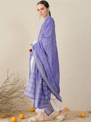 Ethnic Motifs Embroidered Thread Work Pure Cotton Kurta With Trousers & Dupatta 5