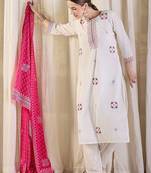 Women Ethnic Motifs Embroidered Regular Thread Work Pure Cotton Kurta with Trousers & With Dupatta